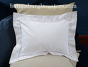 Pillow Sham.Swiss Polka Dot.Vermillion Orange color.12x16 pillow - Click Image to Close